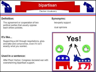 学生创建的词汇表的样本为Bipartisan